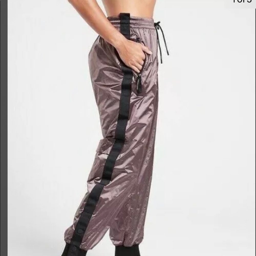 ATHLETA Large Allyson Felix Legend Luxe Track Pant Flora Mauve Metallic